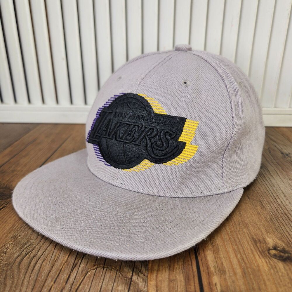 Los Angeles Lakers Mitchell & Ness Storm Front Snapback Hat Gray NBA Cap Sports